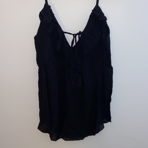 Chaser Black Ruffled Top with Smocking, size M, NWT - Picture 4 of 9